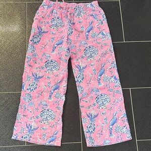 Lily Pulitzer - Rousseau Pink Barefoot Beachcombers cropped pants